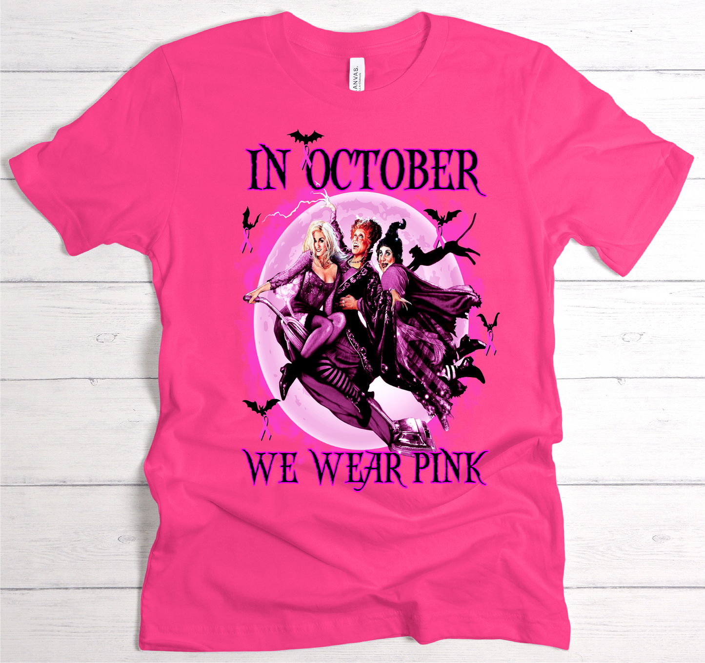 In October we wear pink witch flying