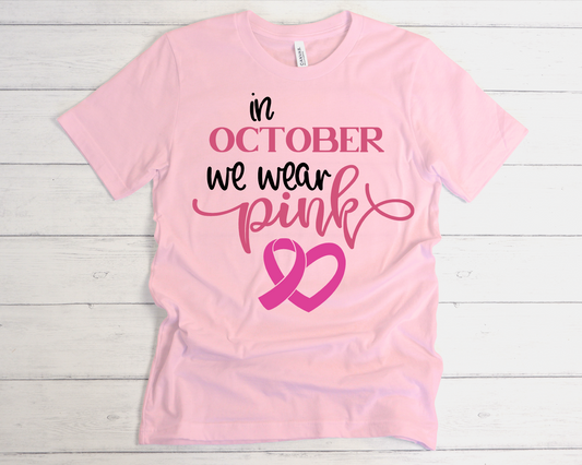 In October we wear pink heart ribbon