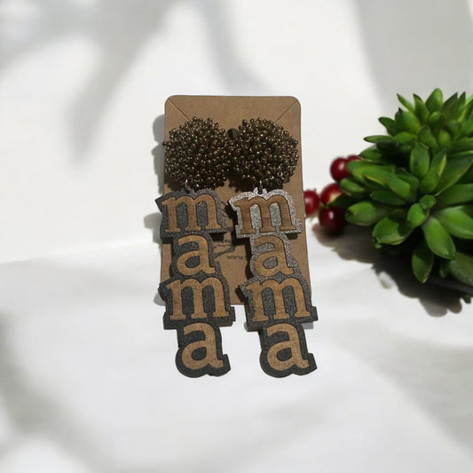 Mama earrings wood