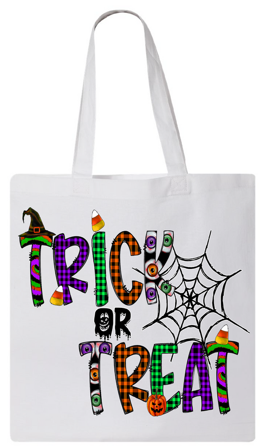 Trick or treat spider web  tote bag