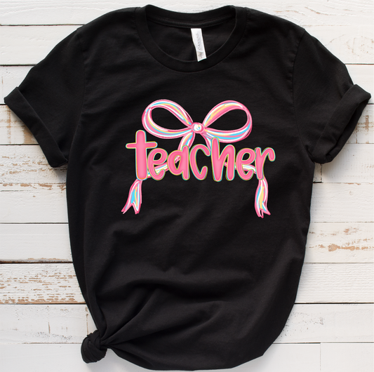 Teacher pink bow